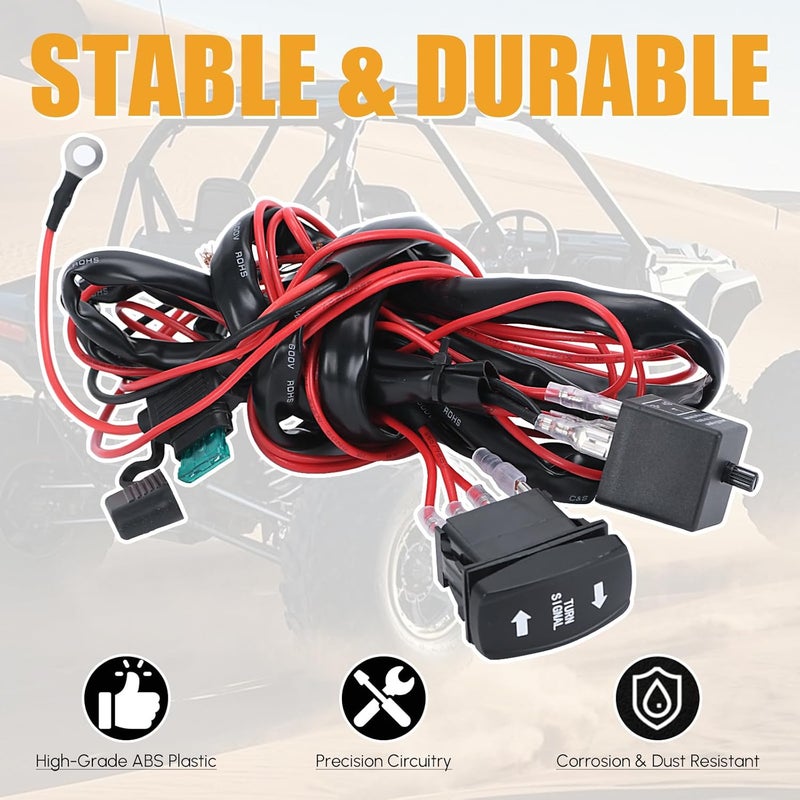 Hypertune Universal ATV/UTV Turn Signal Kit Side by Side Blinker Kit for Polaris Kawasaki Golf Cart Arctic Cat SXS ATV UTV Street Legal Kit Vertical Pre-Wired Turn Signal Assembly Green - Image 2